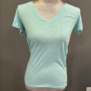 Light Blue V-Neck Women's Top